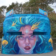 Old bunker with a beautiful painting on the Burgas beach promenade